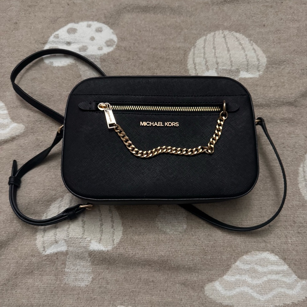 Michael Kors Black Crossbody Bag with Gold Chain